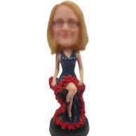 Custom evening party clothing bobble head doll