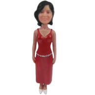 Custom red dress bobble heads doll