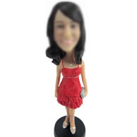 Custom red dress bobbleheads