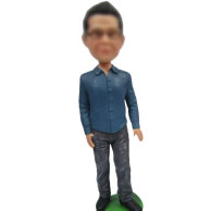 Man in shirt bobble heads