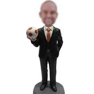 Man with football bobbleheads