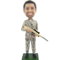 Man with gun bobble heads