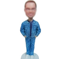 Personalized all blue jeans bobbleheads