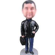 Personalized Black jacket bobbleheads