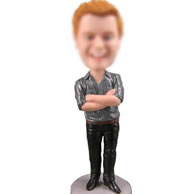 Personalized black pants bobble heads