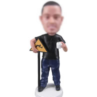 Personalized black shirt bobble heads