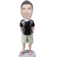 Personalized black shirt bobbleheads