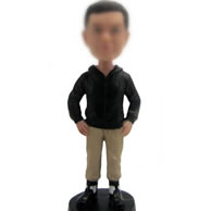 Personalized custom black suit bobbleheads