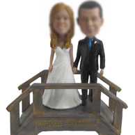 Personalized Custom bobbleheads of on the bridge wedding