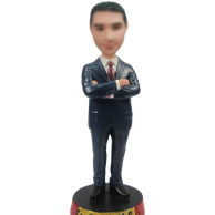 Personalized man bobbleheads  in navy blue suit