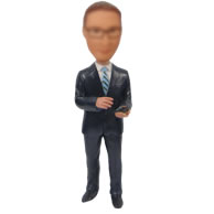 Personalized man in black suit bobbleheads