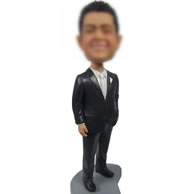 Personalized man in suit bobble head doll