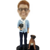 Personalized man with dog bobbleheads