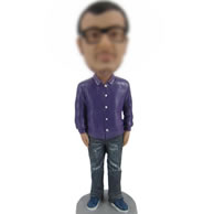 Personalized  bobbleheads with Purple shirt