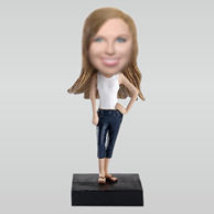 Personalized custom beautiful woman bobbleheads