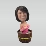 Personalized custom female bobbleheads  in the bath