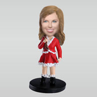 Personalized custom Female Santa Claus bobbleheads