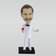 Personalized custom Gentleman with flower bobbleheads