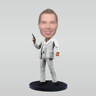 Personalized custom man  bobbleheads with gun