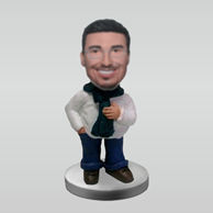 Personalized custom man with Scarf bobbleheads