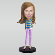 Personalized custom Modern girl bobbleheads