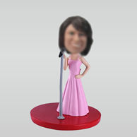 Personalized custom pink singer bobbleheads