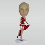 Personalized custom red dress girl bobbleheads