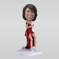 Personalized custom Sexy Lady with wine bobbleheads