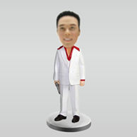 Personalized white suit bobbleheads